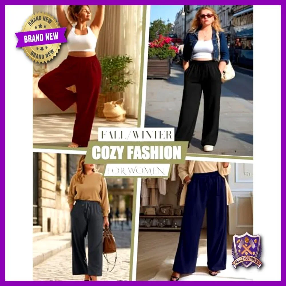Plus Size Drawstring Yoga Pants with Pockets Wide Leg Lounge Sweatpants
